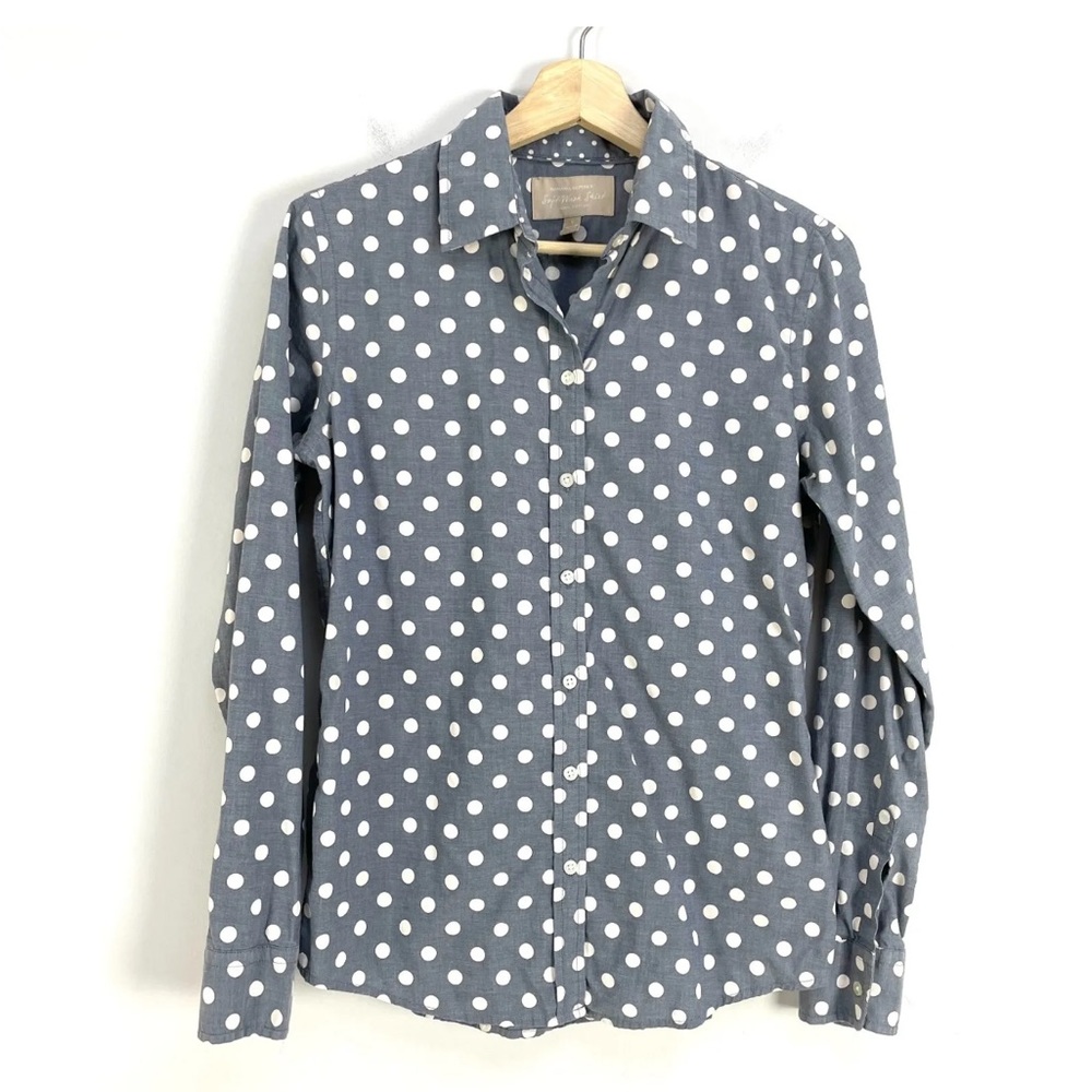 Banana Republic Polka Dot Shirt, Size S, Grey & White